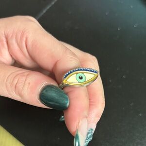 Evil Eye Ring with Blue and Gold Accents: $4/20